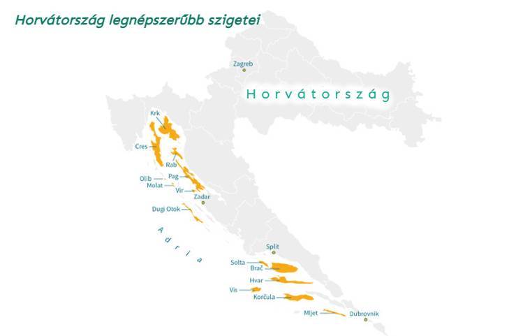 Horvát szigetes térkép1